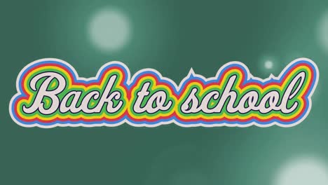 Animation-of-back-to-school-text-banner-against-white-spots-of-light-on-grey-background