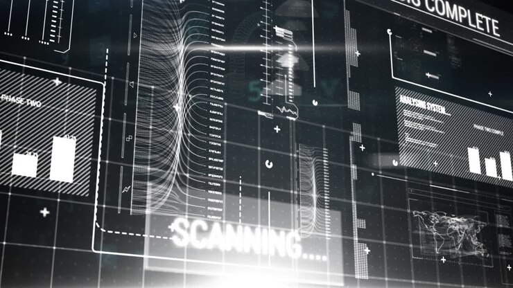 Animation of data processing and scanning on screen