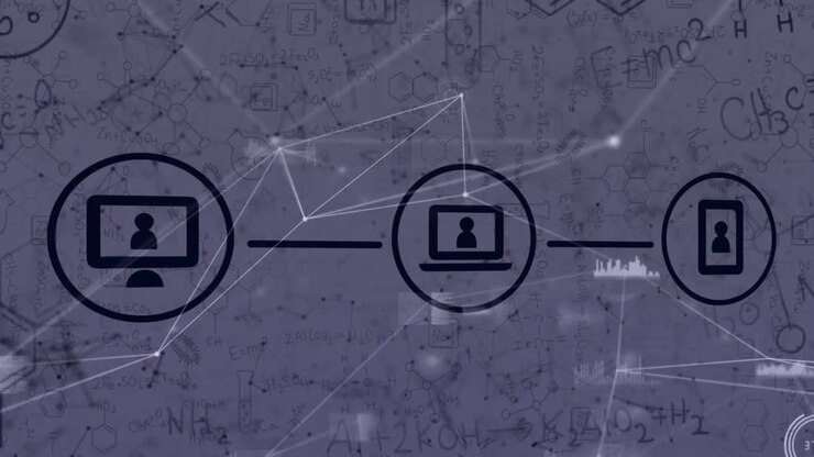 Animazione di rete di connessioni con icone e numeri che cambiano