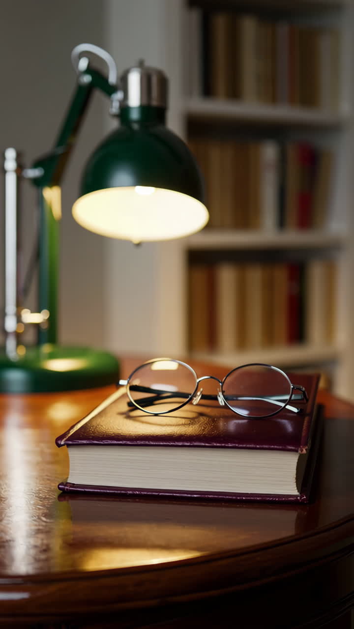 Cozy Reading Nook with Books and Glasses