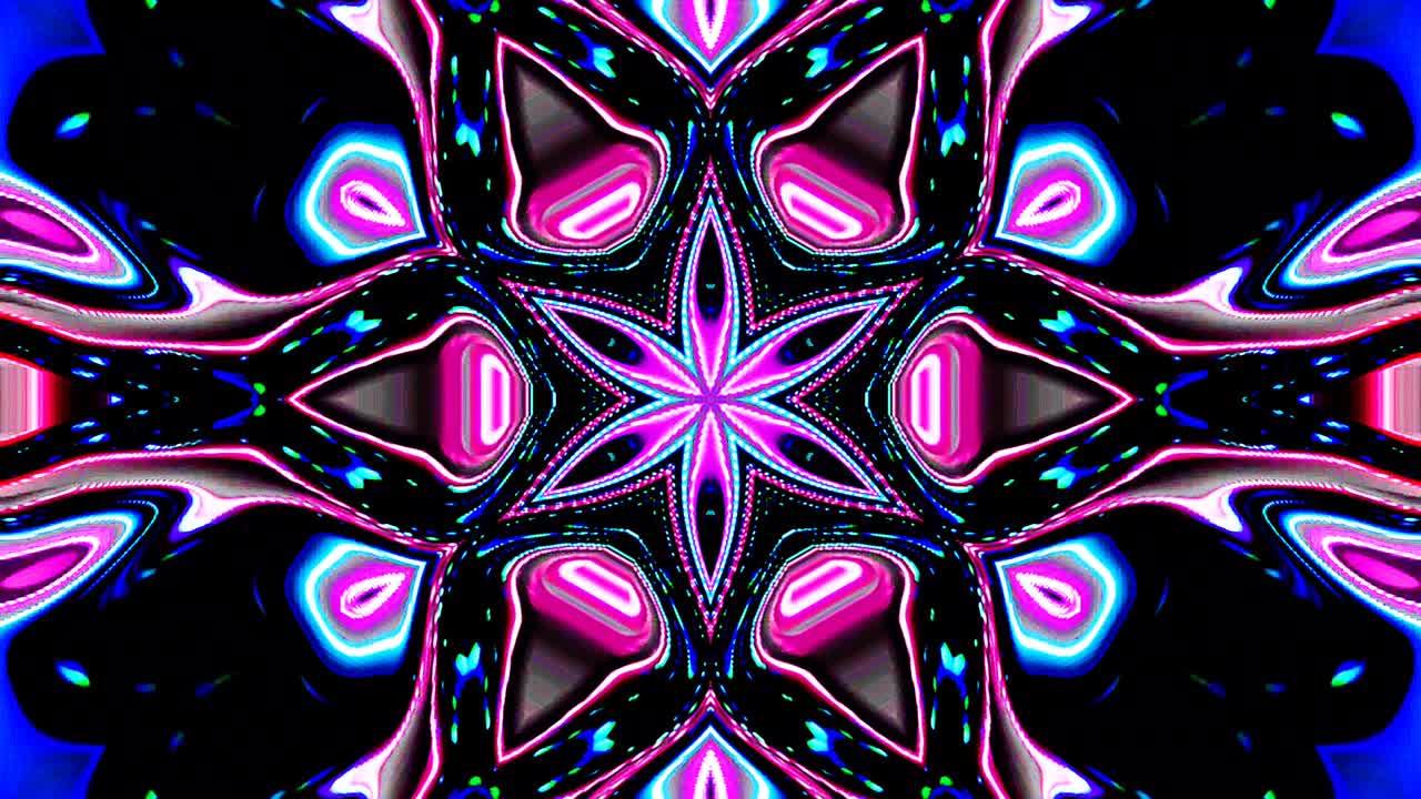Krásný abstraktní kaleidoskop, který září, zářivé světlo, které reguluje jemné pohyby