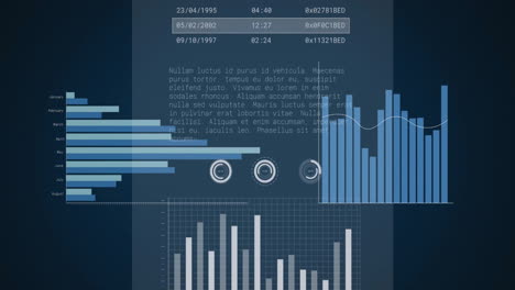 animation of financial data processing over dark background