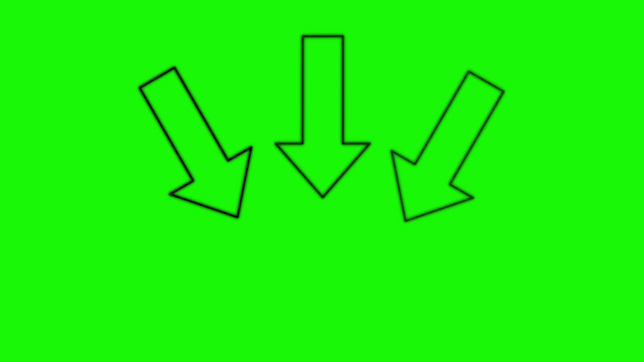 Three black outlined arrows pulse inward and outward on a vivid green background, seamless loop