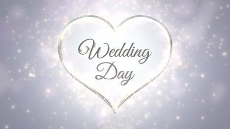 hochzeitstag mit großem silbernem herz und glitzern