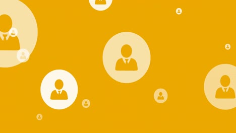 animation of online white people icons moving on orange background