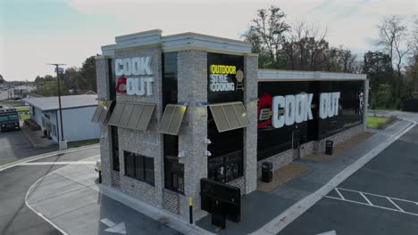 aerial view of cook out restaurant