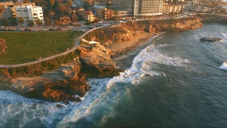 an aerial shot of the la jolla coastline in san diego