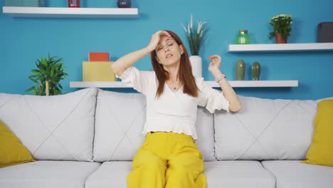 young woman with headache.