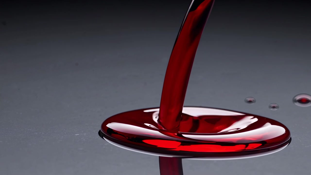 Cairan Merah Mengalir ke Permukaan Reflektif
