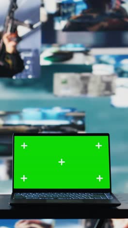 vertical video copy space mockup on laptop display next to satellite imagery of enemy forces
