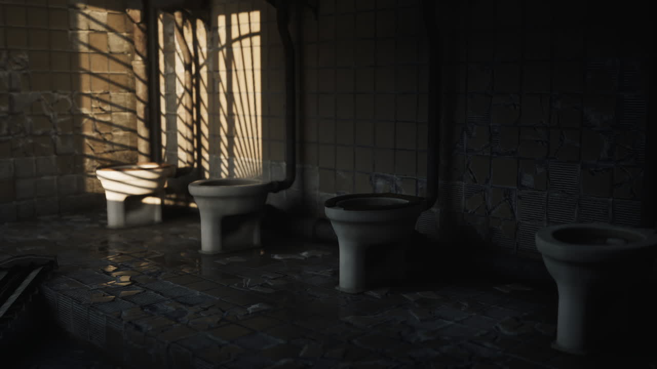 Abandoned and Decayed Toilet Room