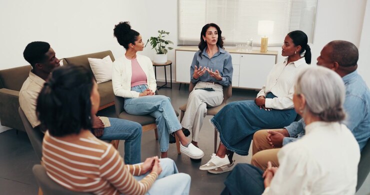 Diverse Group of People Participating in a Support Group Meeting