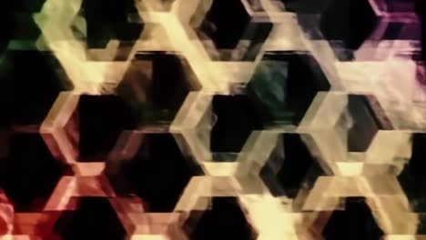 a captivating visual journey through geometric patterns showcasing the transformation of color and light in hexagonal designs