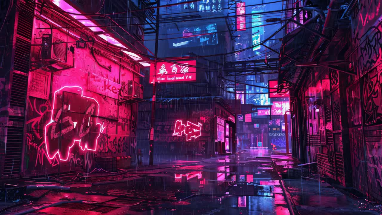 Neon Rain Alley