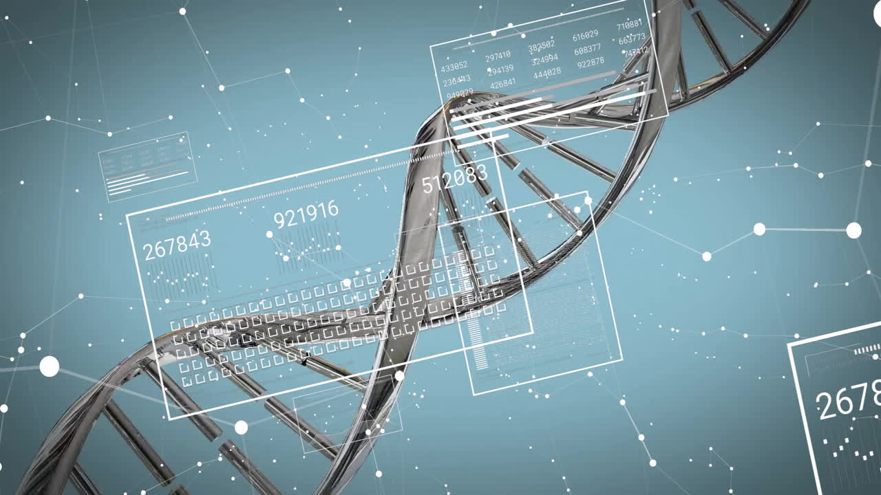 Animation of data processing over dna strand