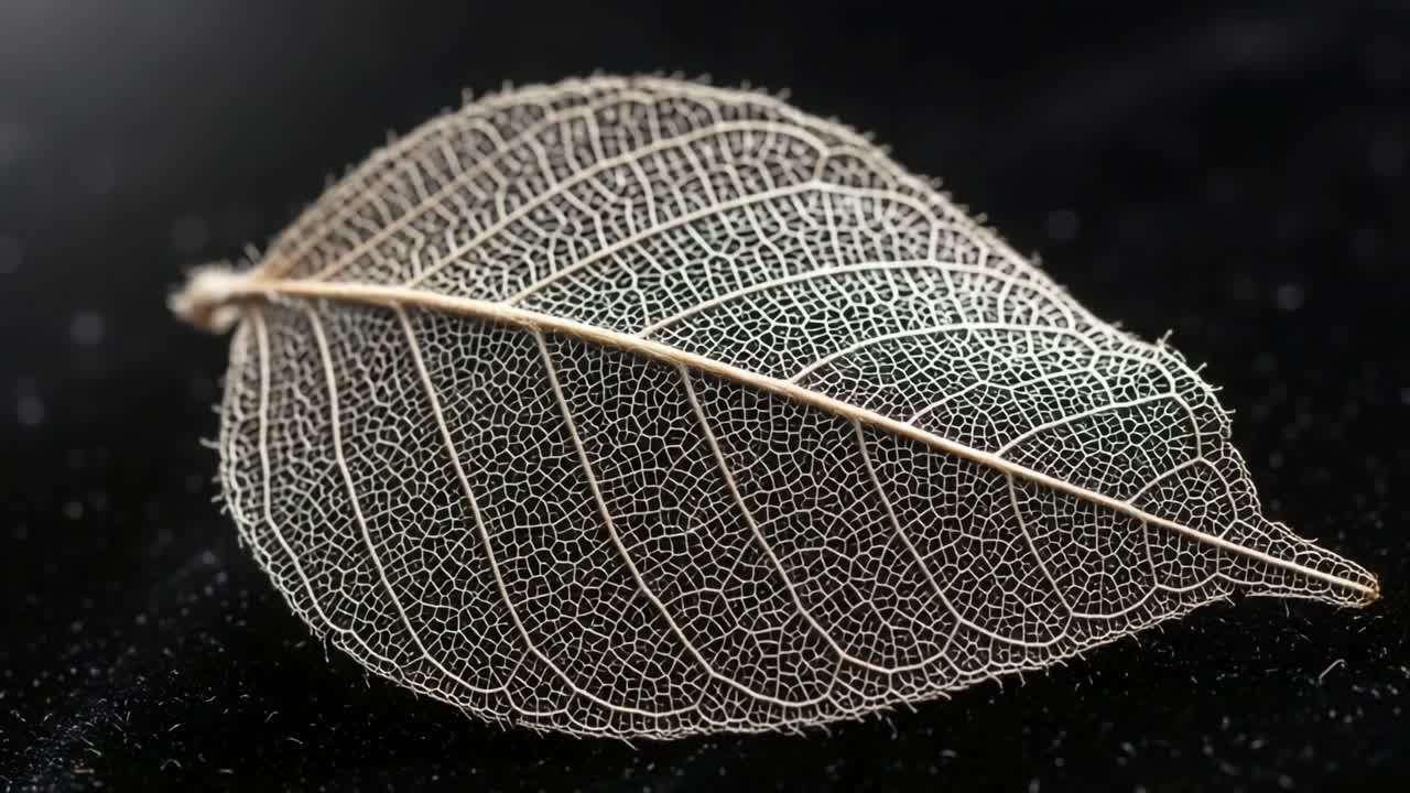 Translucent Skeleton Leaf: A Stunning Close-Up Exploration of Nature's Intricate Structures and the Delicate Patterns of Decayed Leaves Captured with Artistic Precision