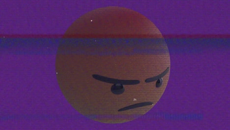 animación del icono de emoji enojado sobre la pantalla con ruido