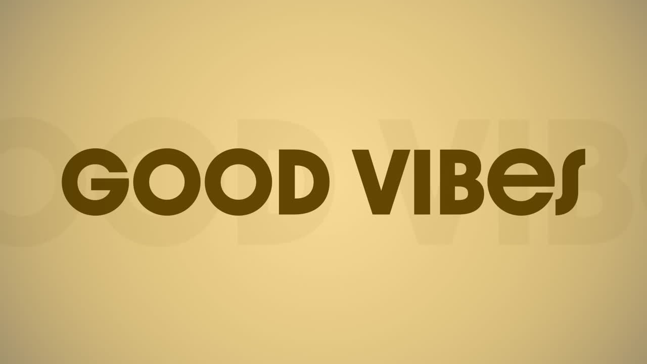 animación de texto de buenas vibraciones y formas rosadas sobre fondo verde