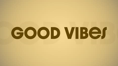 animation of good vibes text and pink shapes over green background