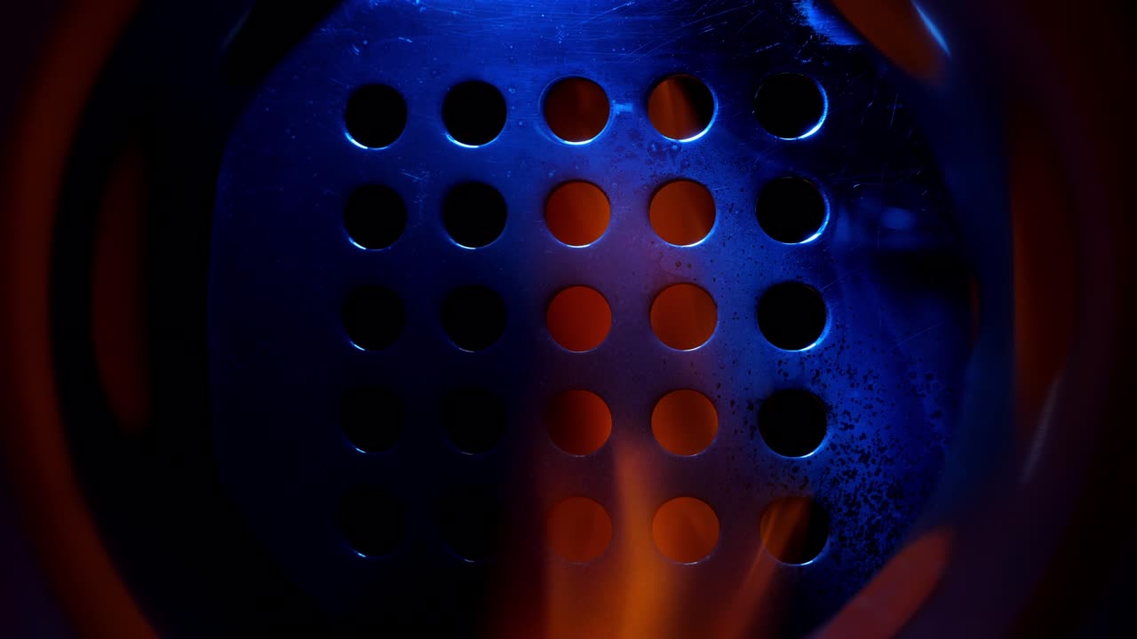 Ignition of the gas. Close-up view.