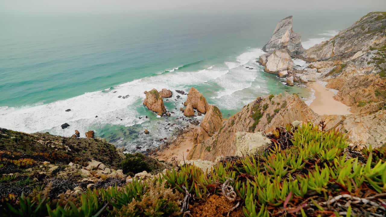 Stunning Coastal Landscape with Rugged Cliffs and Ocean Waves