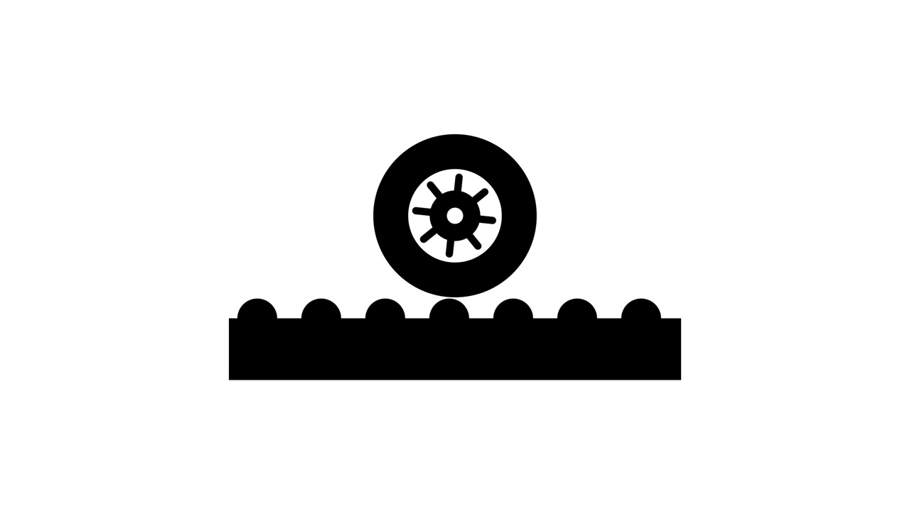 Single automotive wheel icon animation isolated on white background