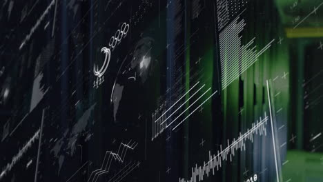 animación del procesamiento de datos a través de servidores informáticos
