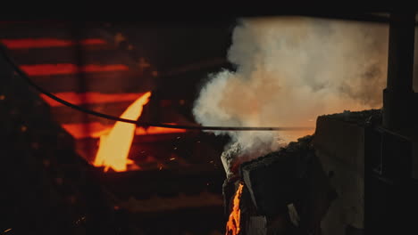 metal casting process in a factory