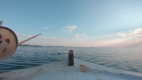 point of view from inside of a sailing fishing boat