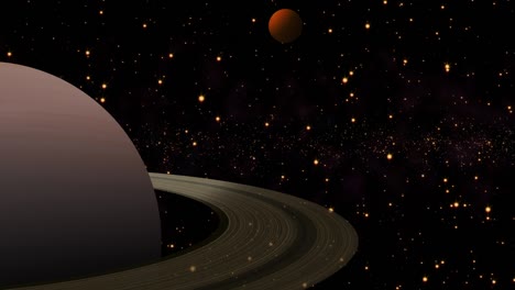 saturn ring futuristic orbit in outer space with multi glow star.