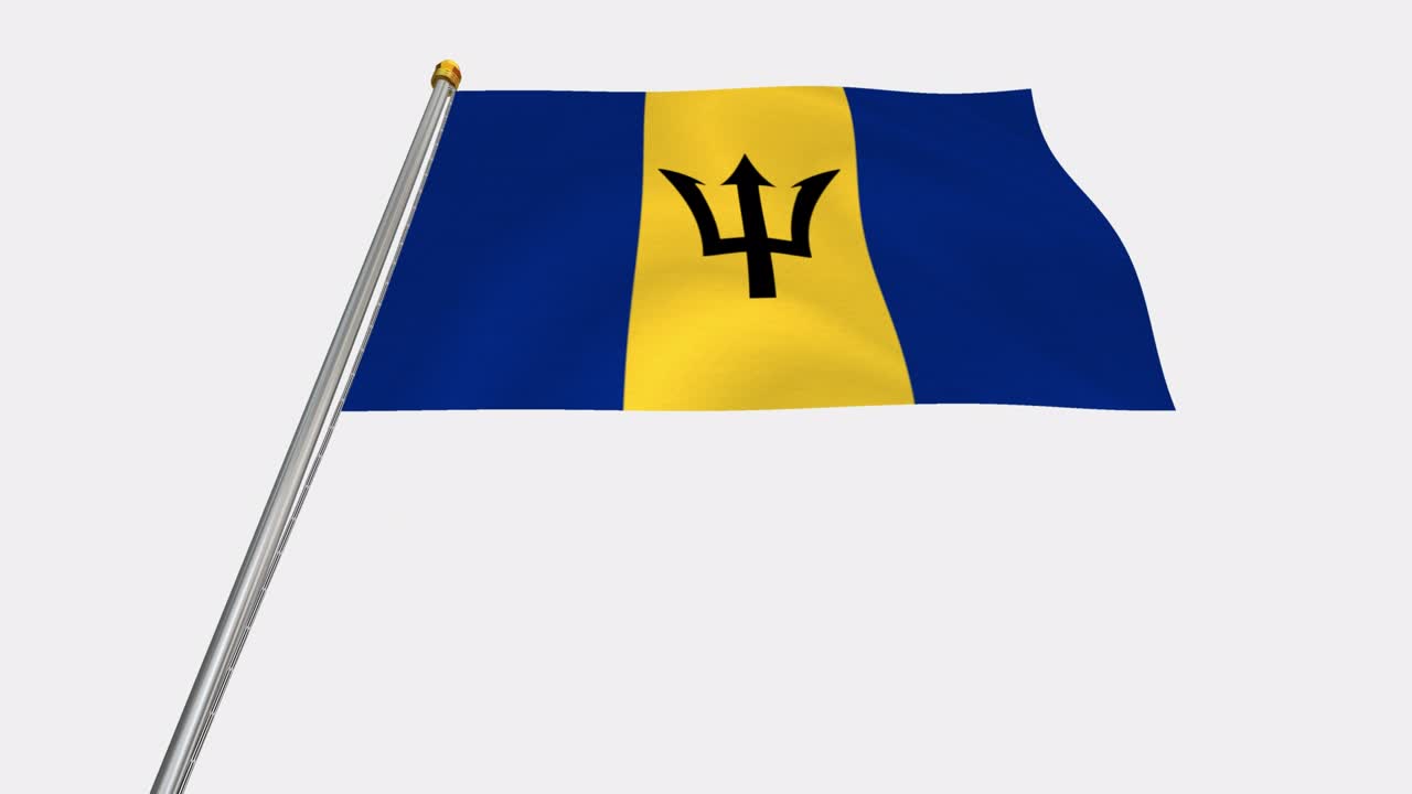 video de bucle de la bandera de barbados revoloteando en el viento, video en cámara lenta de 4k, con canal alfa