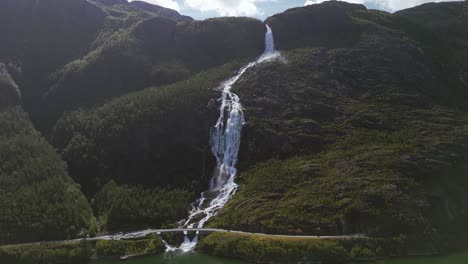 scenic langfossen mountain waterfall, norway, northern europe, scandinavia