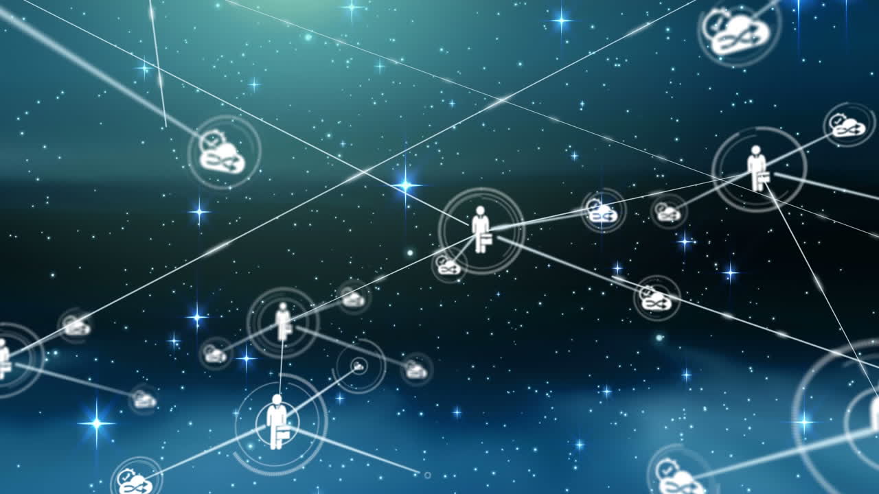 conectores que se mueven en un fondo digital azul