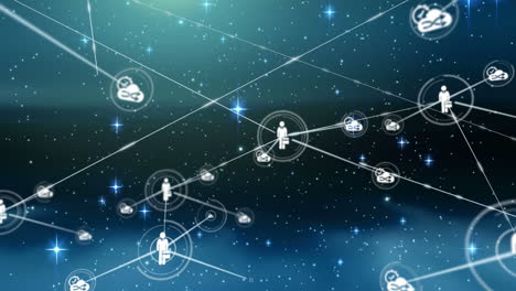 connectors moving on blue digital background