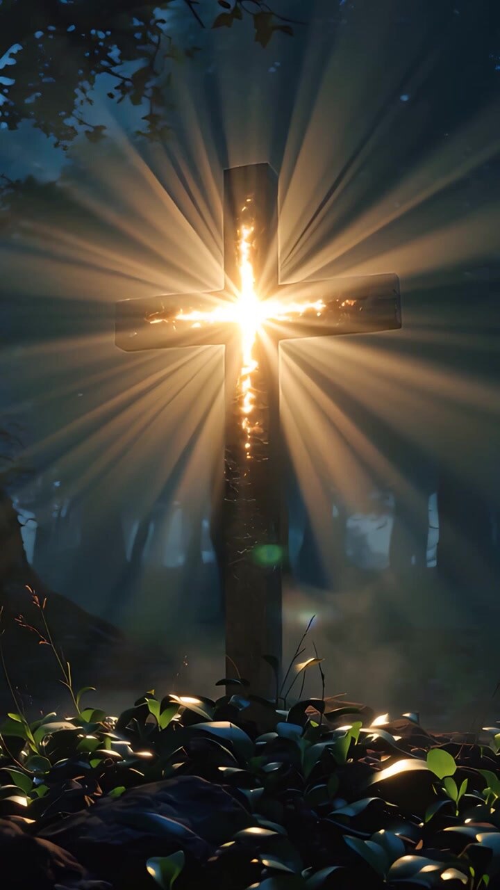 Christian Cross Heavenly Light Worship Background 4K