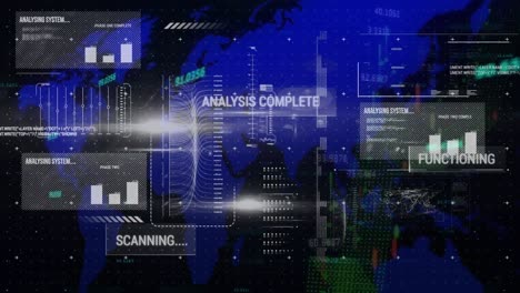 animation of statistics and data processing over world map