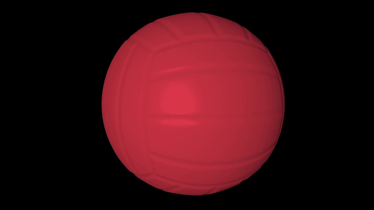 알파 채널과 함께 검은 바탕에 빨간 회전 배구 공 3d 애니메이션