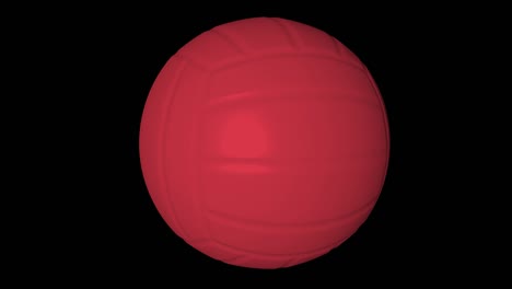 red spinning volleyball ball on black background with alpha channel. 3d animation