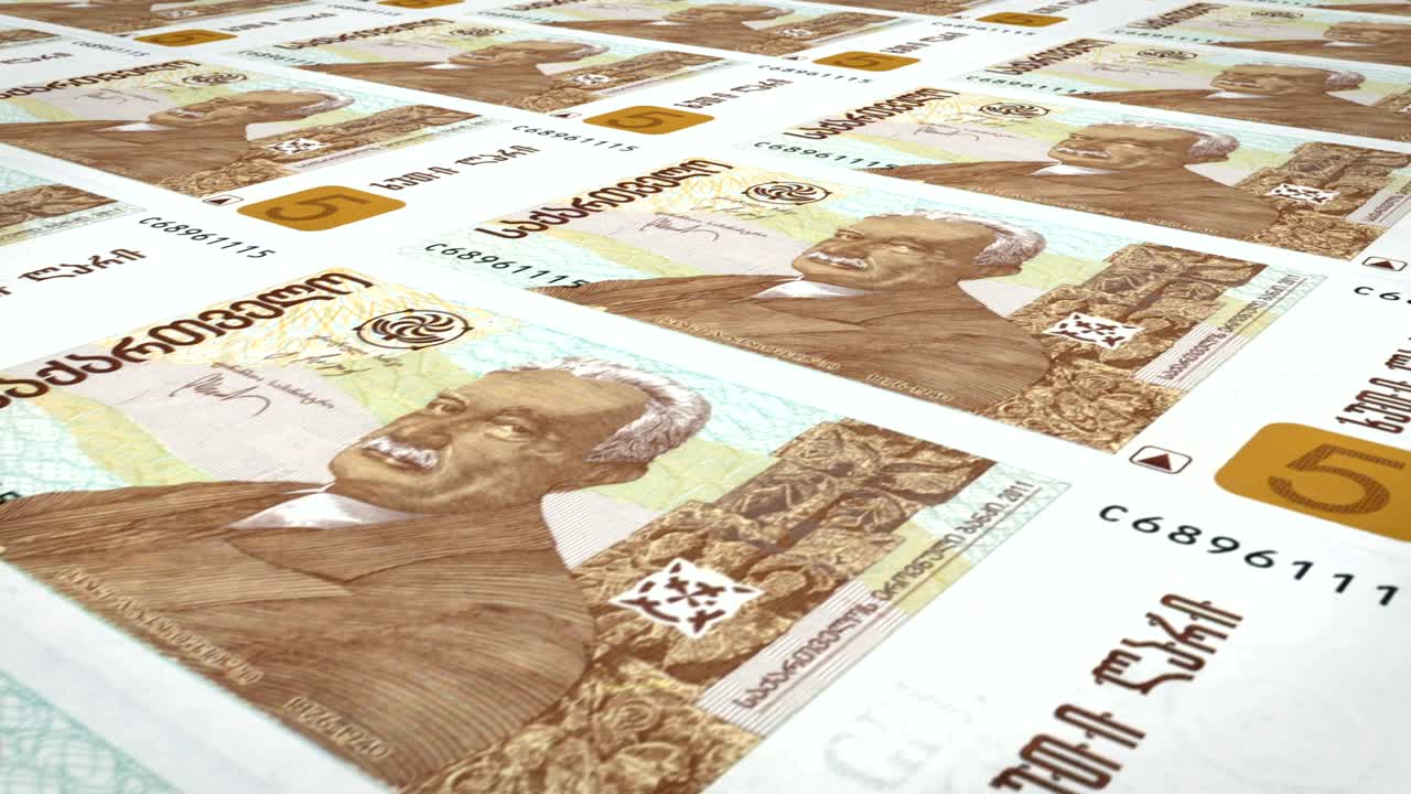 조지아 공화국의 5 그루지아 라리 지폐, 현금, 루프