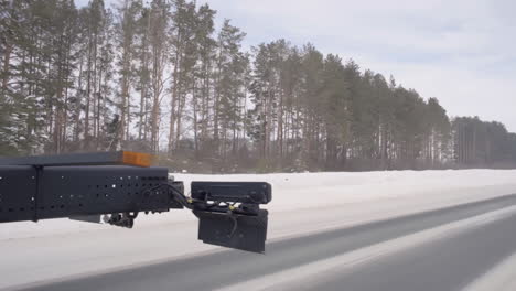 truck trailer on snowy road