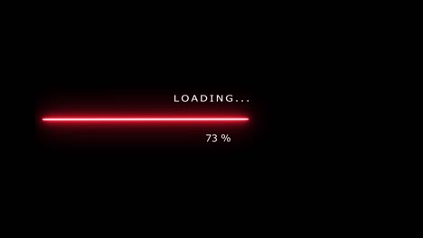 caricamento barra animazione luce rossa. progresso futuristico caricamento bar 0-100 per cento su sfondo nero.
