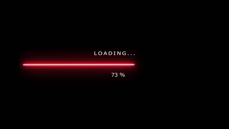 loading bar red light animation. futuristic progress loading bar 0-100 percent on black background.