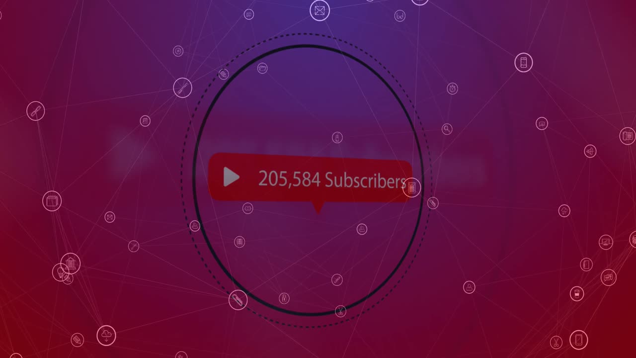 디지털 아이콘 위에 가입자의 텍스트와 숫자를 가진 음성 버블의 애니메이션