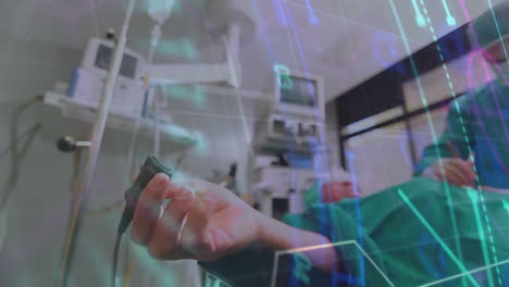 processing medical data animation over patient in hospital room