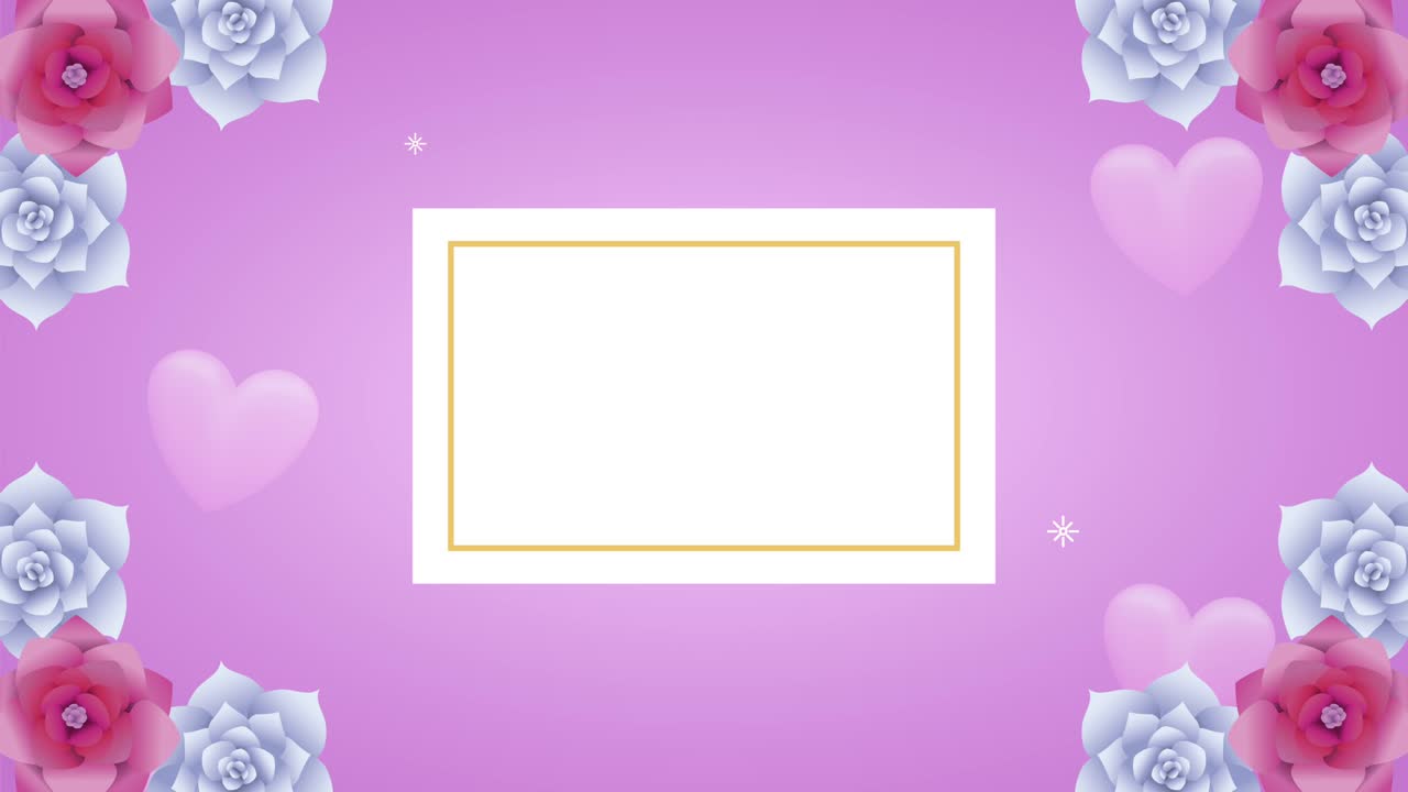 flowers decorative rectangle frame animation