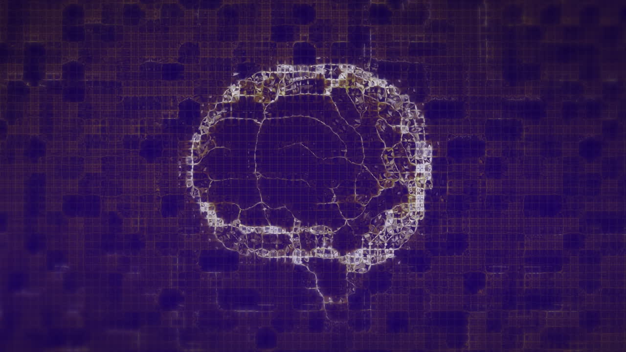 Animation of digital brain model over blue background