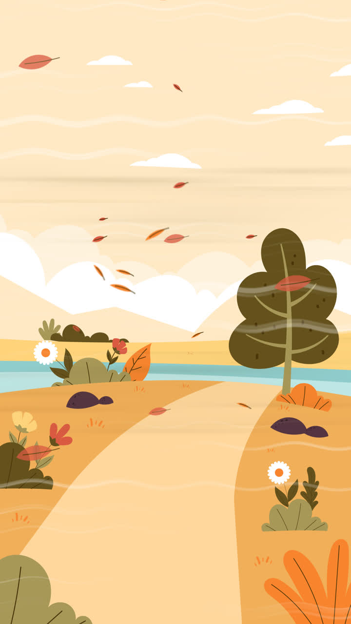 손으로 그린 가을 풍경의 애니메이션