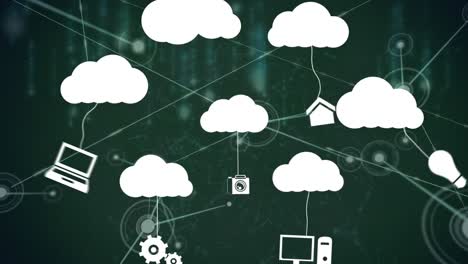 animazione della rete di connessioni su icone multimediali