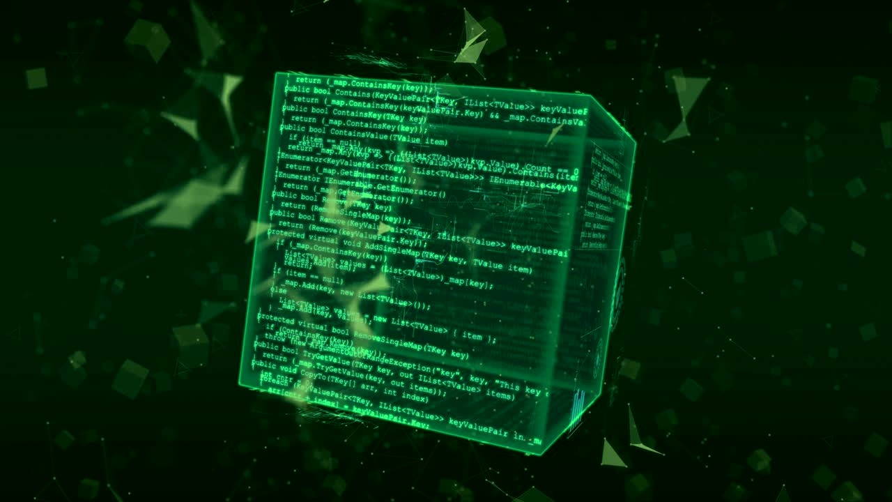 Hi-tech Green Digital Cube Background.