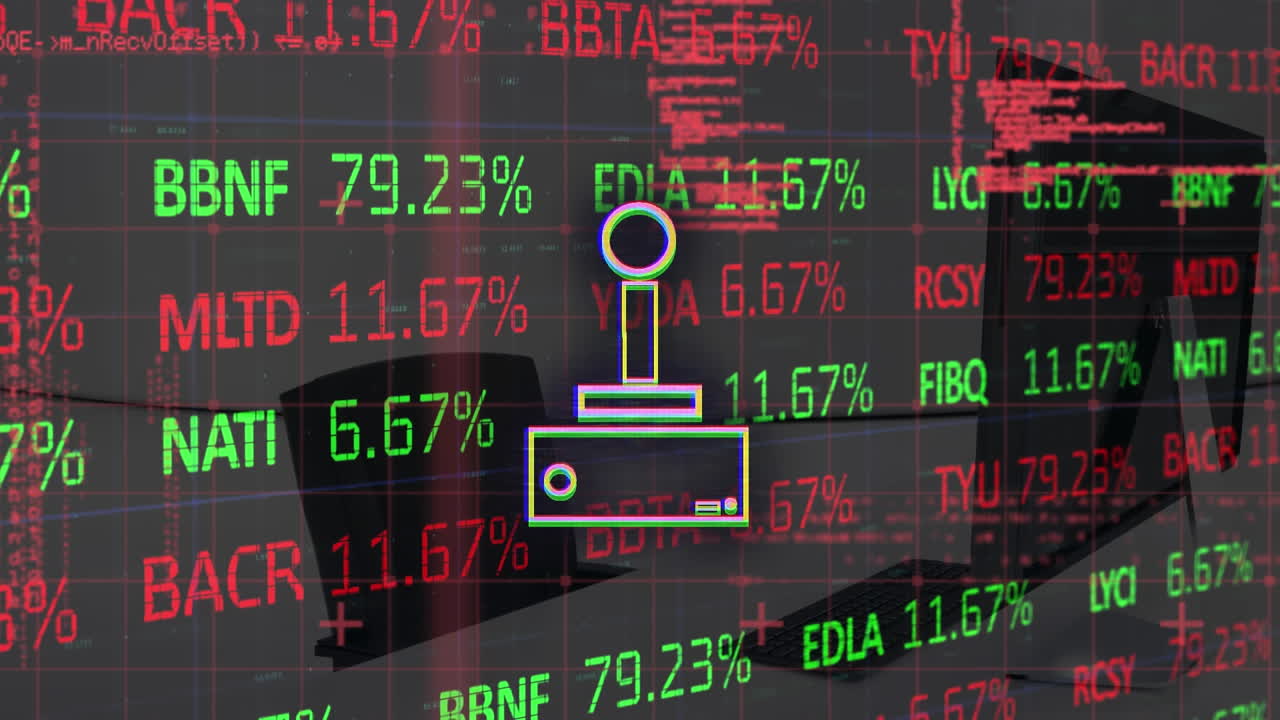 게임패드 아이콘 위의 데이터 처리 및 오피스의 애니메이션